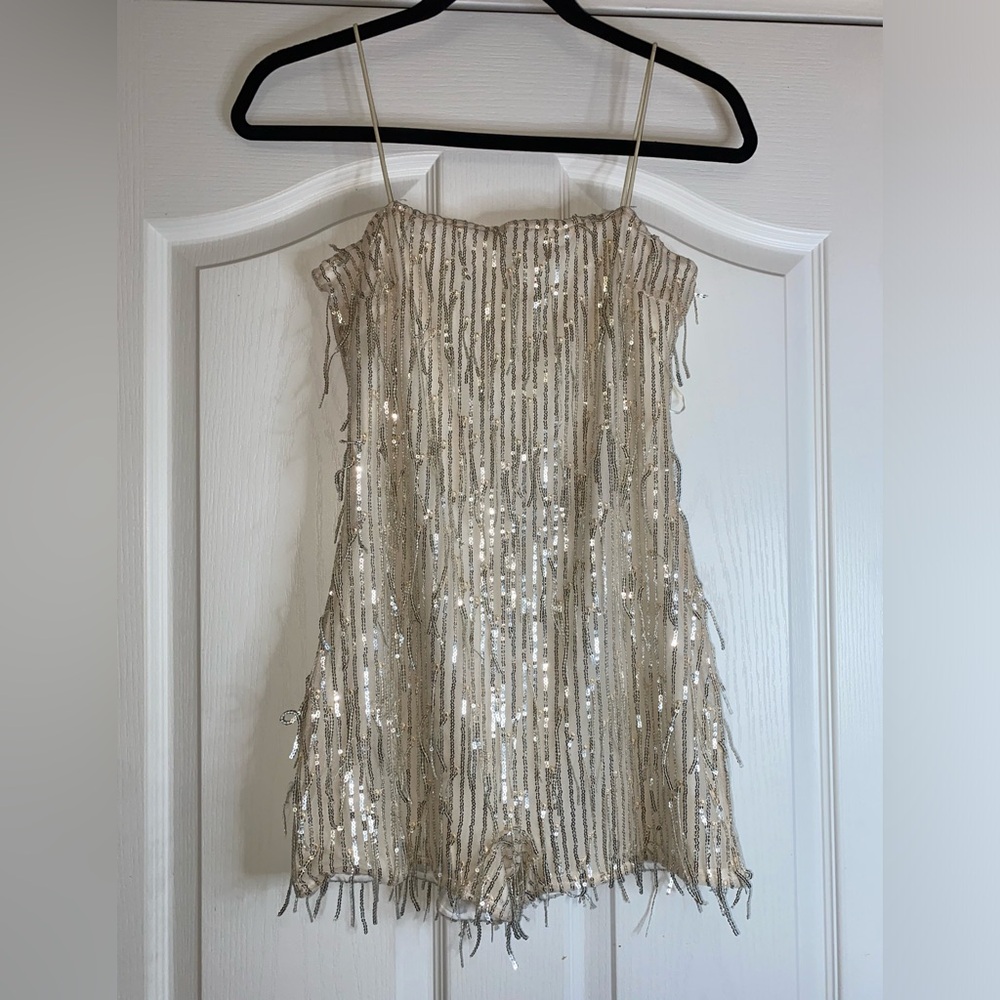 Bear Dance sequin mini shorts jumpsuit. Super cute!